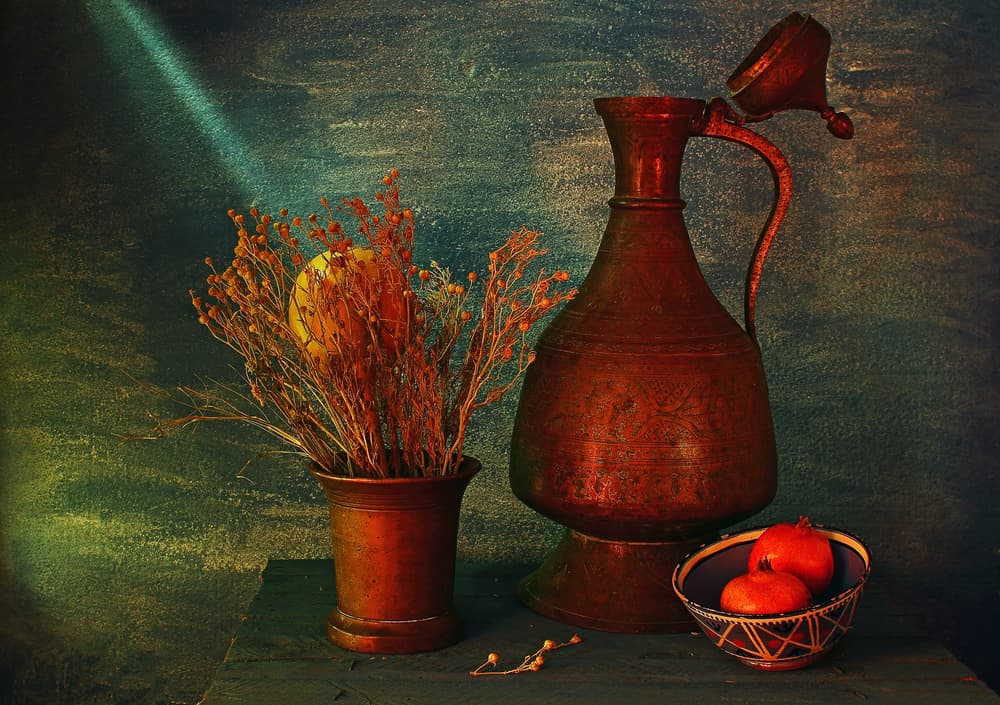 Rustic Copper Still Life by UstinaGreen — canvas wall art