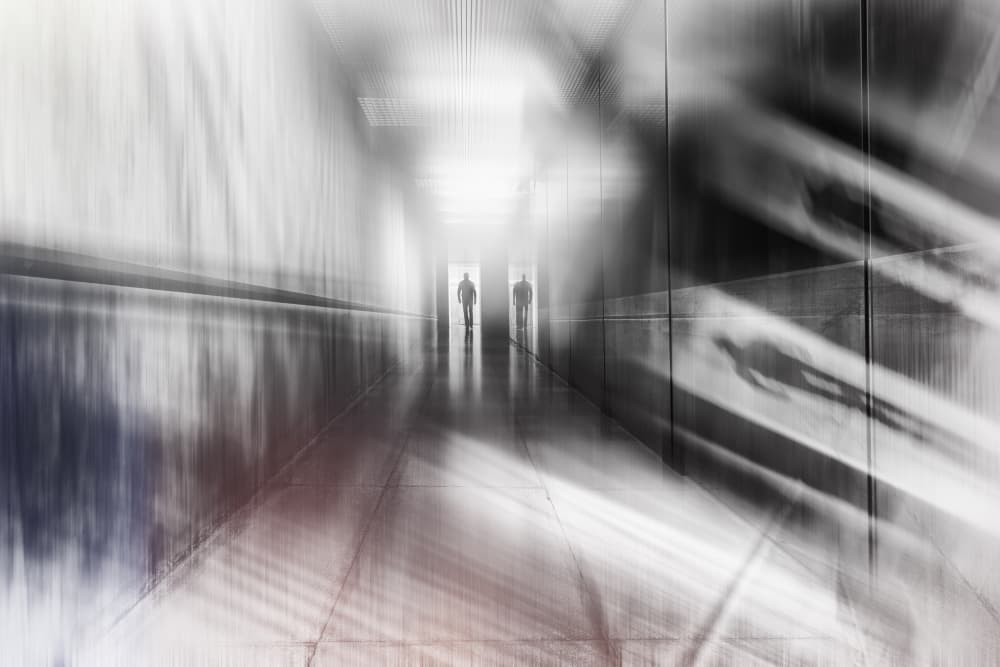 Mysterious Hallway Figures by Jurij Bizjak — canvas wall art