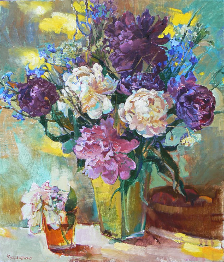 Vibrant Peony Bouquet by Andrii Kutsachenko — canvas wall art