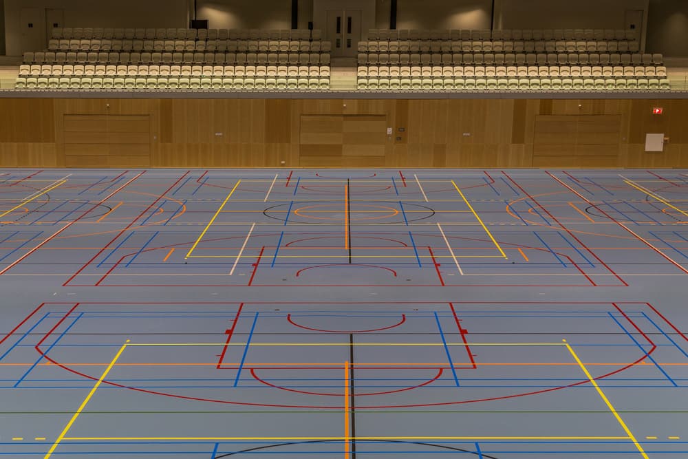 Colorful Sports Court Lines by Theo Luycx — canvas wall art