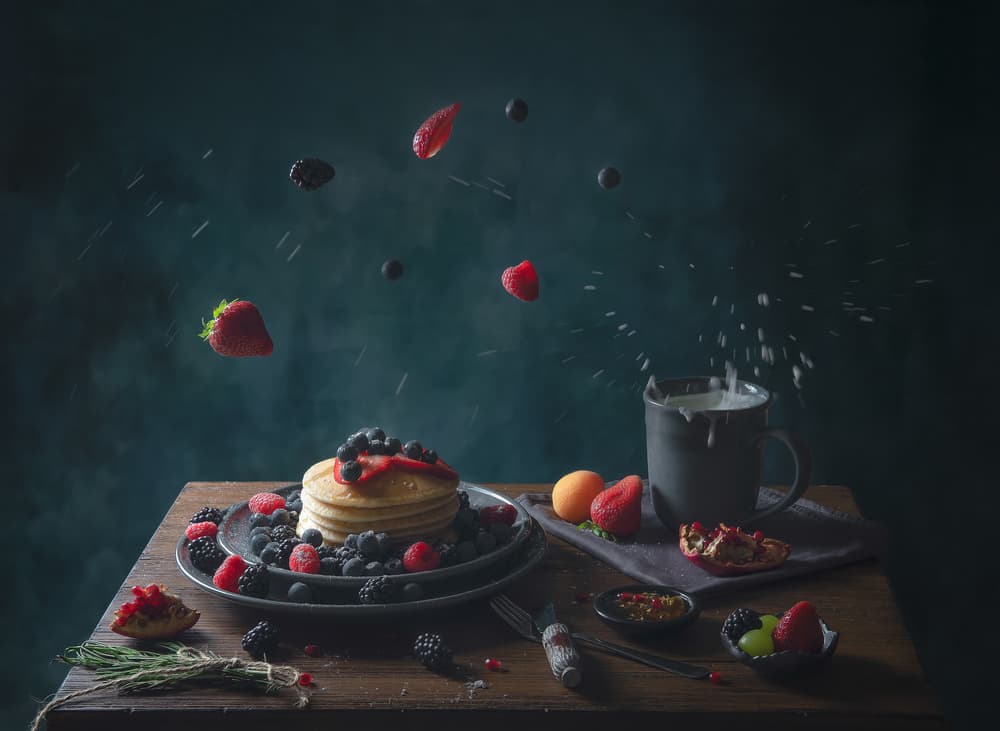 Falling Berry Pancakes by Catherine Wang — canvas wall art