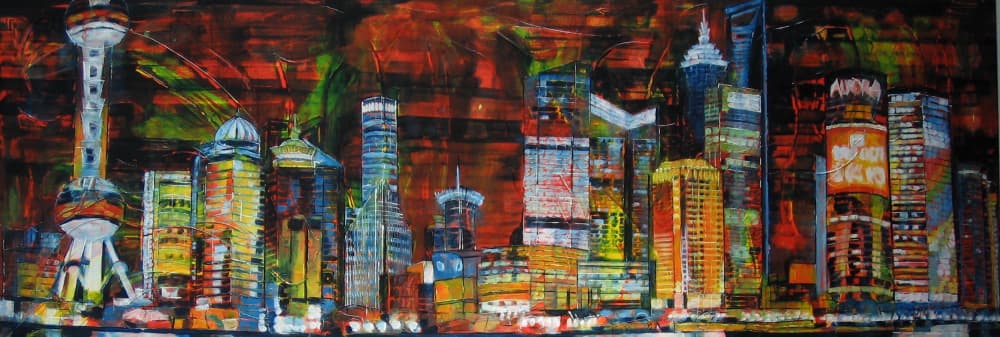 Vibrant City Night by Barbara Piatti — canvas wall art
