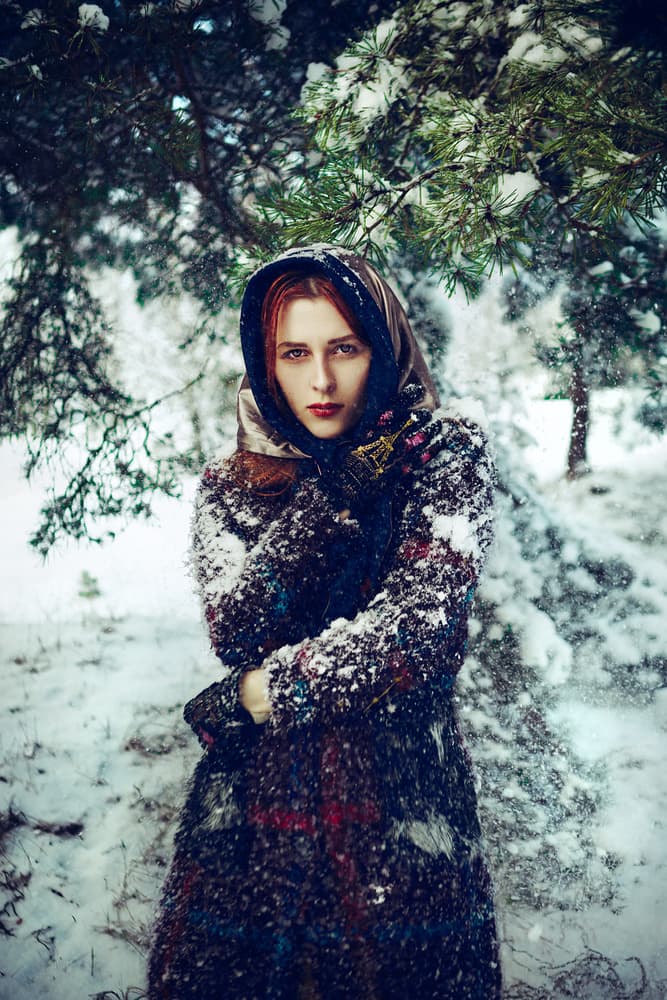 Redhead Winter Portrait by Ruslan Bolgov — canvas wall art