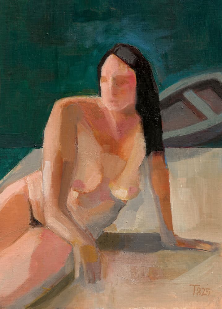 Bather and Boat by Tore Bahnson — canvas wall art