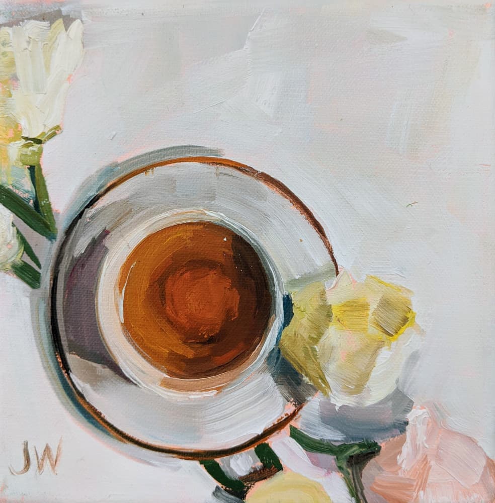 Flowers and Tea by Jenny Westenhofer — canvas wall art