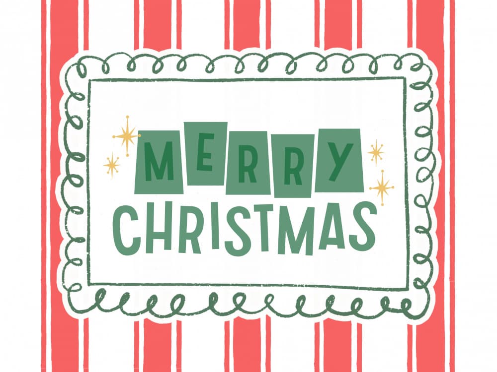 Merry Christmas Greetings by Jolly and Dash — canvas wall art