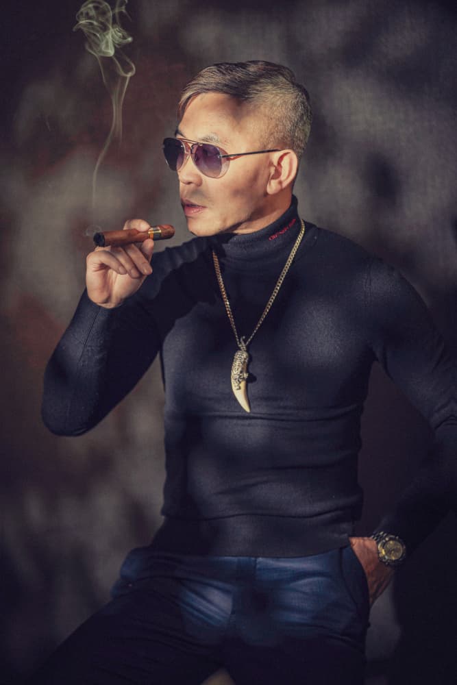 Stylish Man With Cigar by qiye — canvas wall art