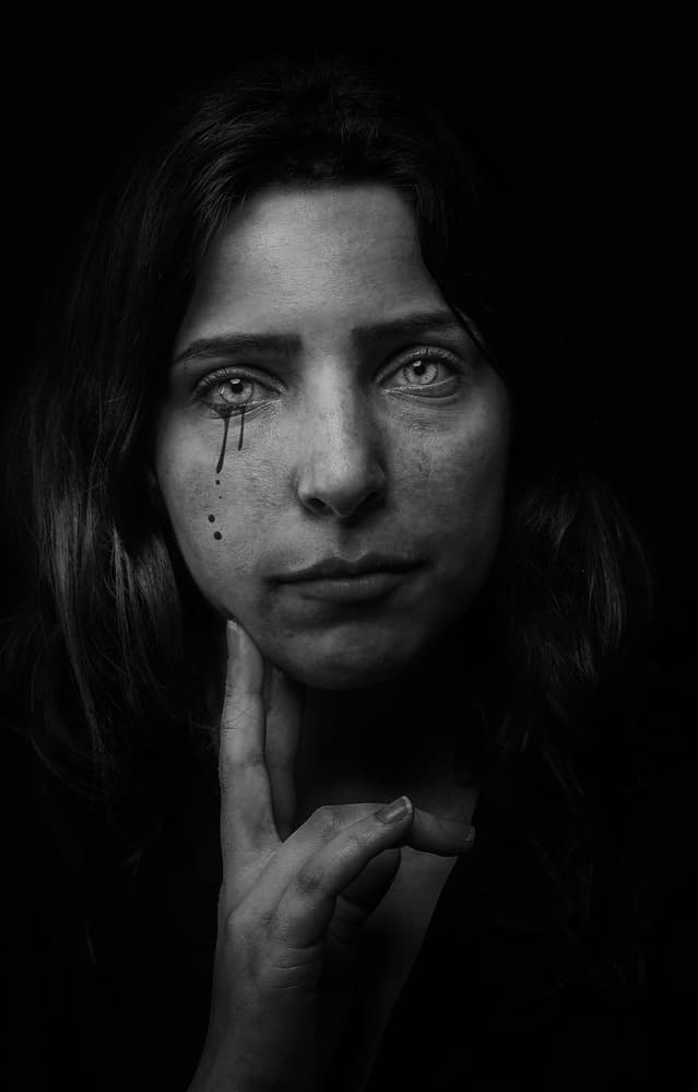 Woman With Dark Tears by AYMAN KHRBAWE — canvas wall art