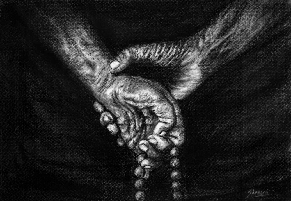 Praying Hands Rosary by Shreya Prasad — canvas wall art