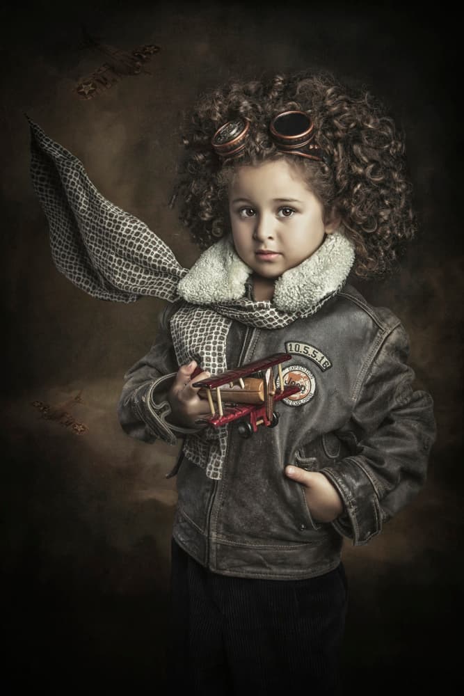 Vintage Pilot Boy by Carola Kayen-Mouthaan — canvas wall art