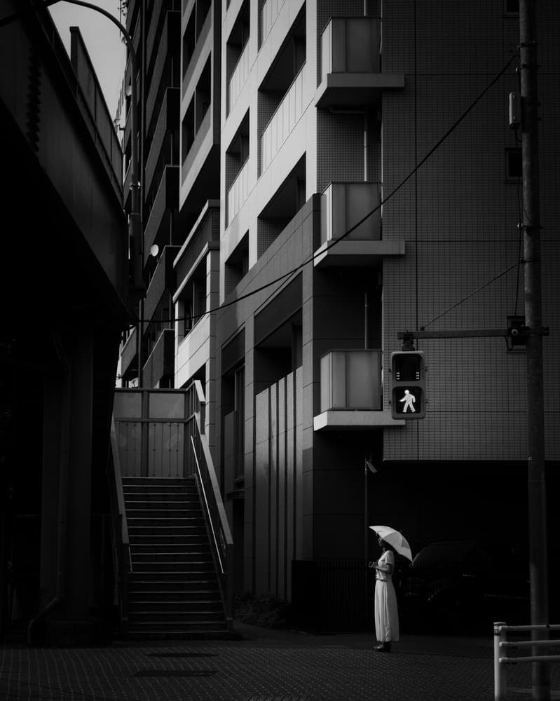 Waiting with Umbrella by Yasuhiro Takachi — canvas wall art