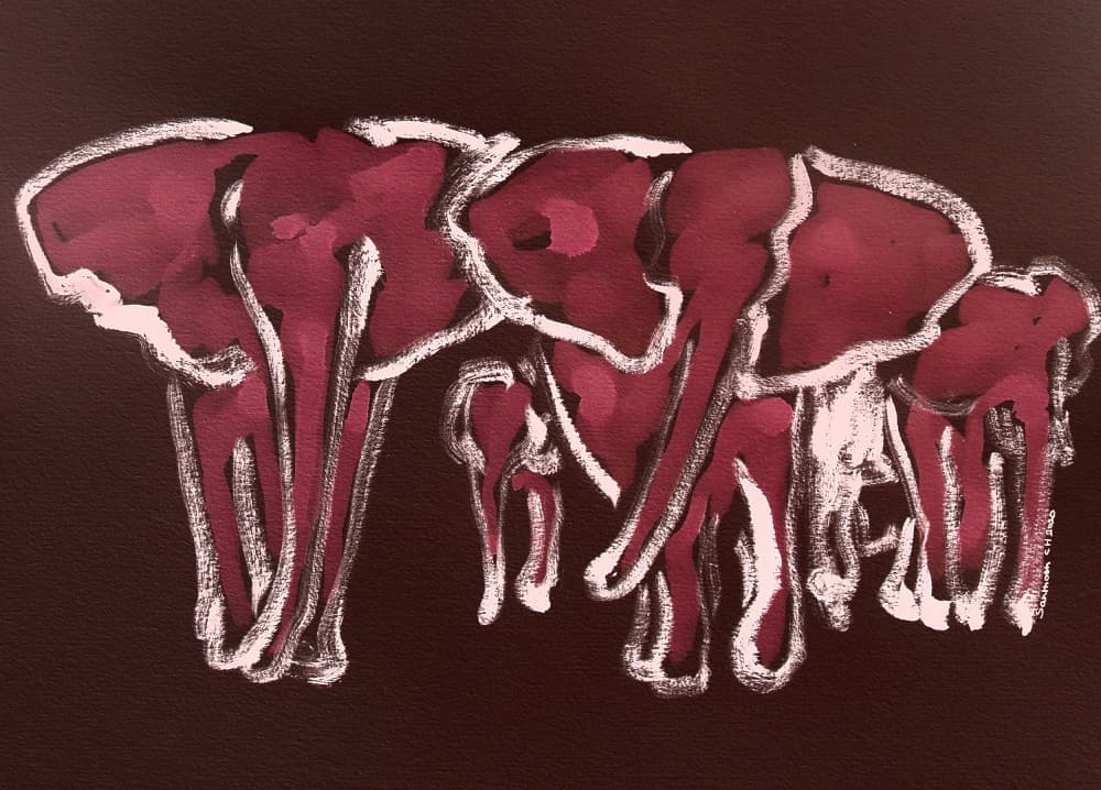 Abstract Elephant Family by Santhosh ch — canvas wall art