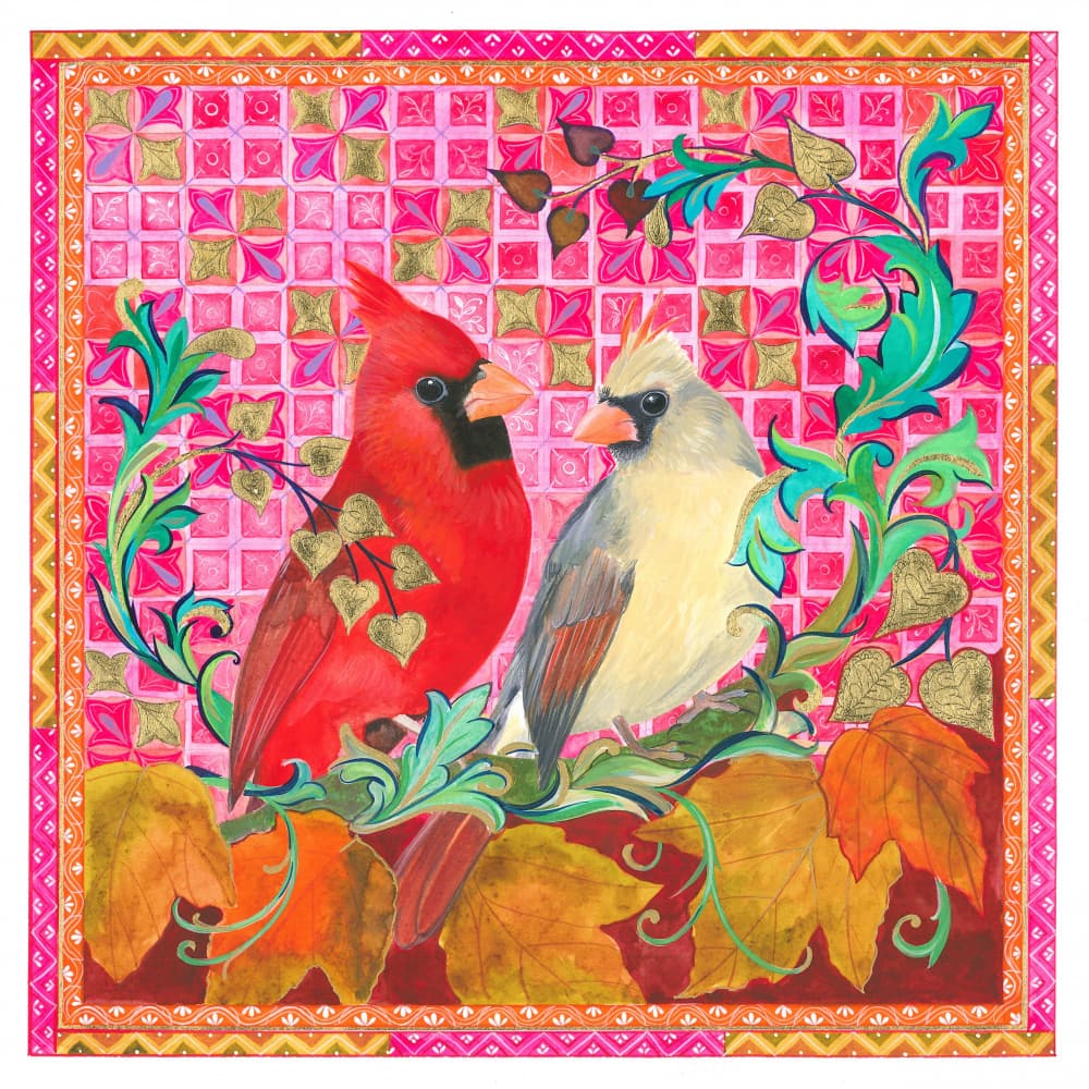 Autumn Cardinal Birds by Isabelle Brent — canvas wall art