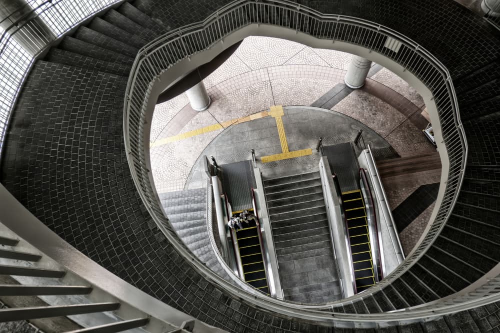 Geometric Spiral Staircase by Haruyo Sakamoto — canvas wall art