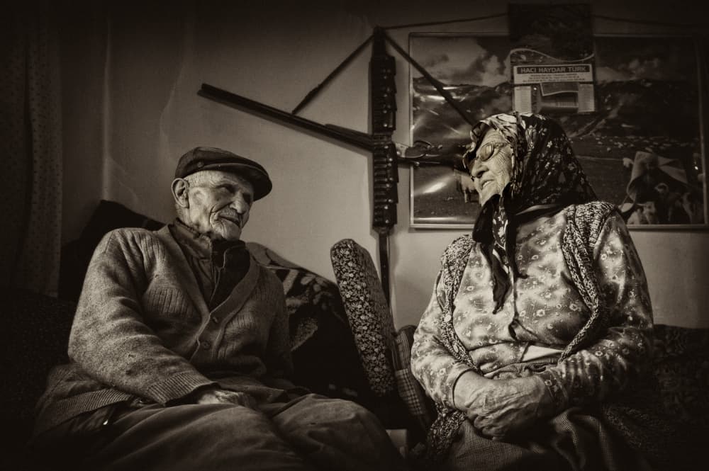 Quiet Couple Portrait by nebula — canvas wall art