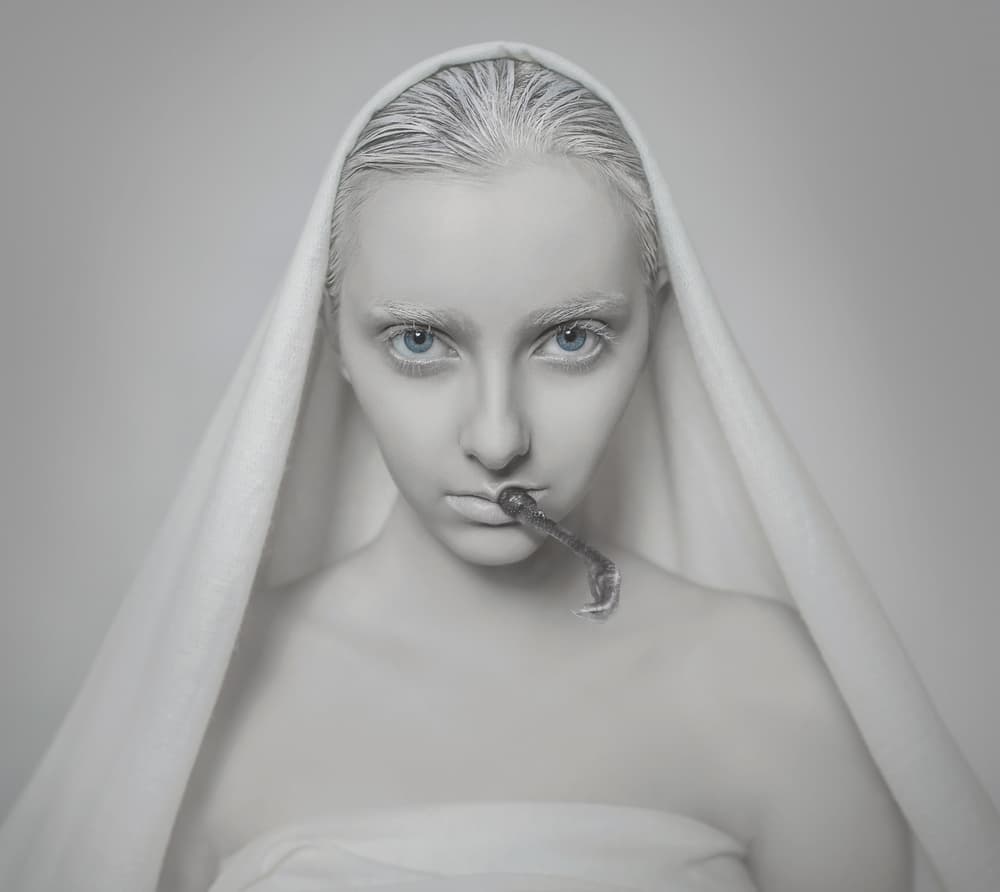 White Woman Blue Eyes by hardibudi — canvas wall art