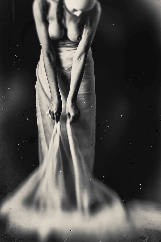 Ethereal Draped Nude by Bogdan Bouşcă — canvas wall art