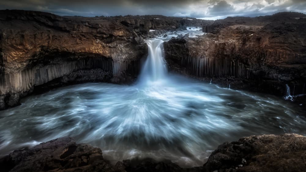 Dramatic Canyon Waterfall by Wim Denijs — canvas wall art