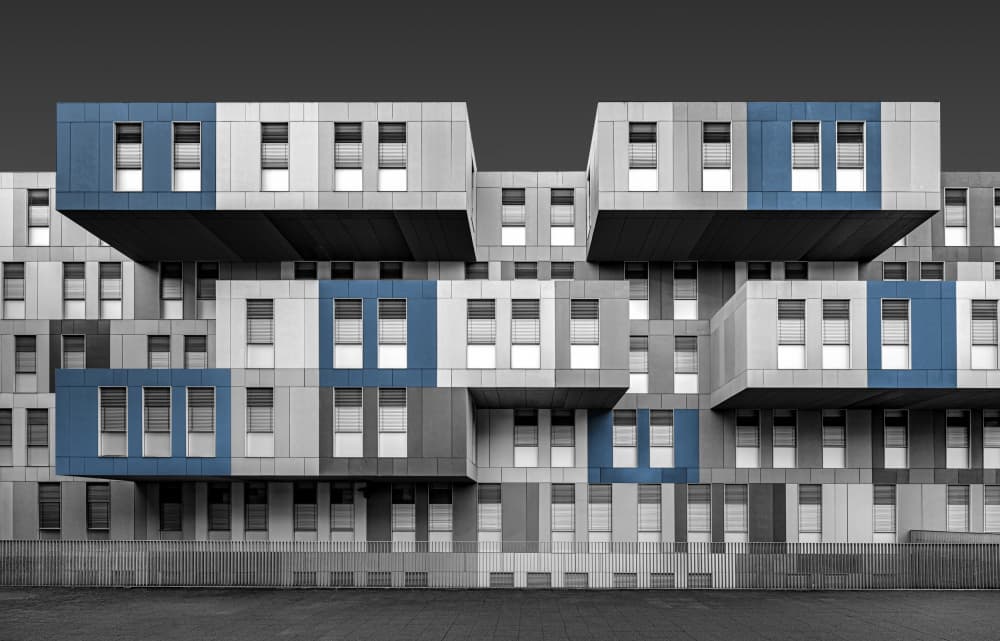 Geometric Blue Architecture by Roland M Schwerdtfeger — canvas wall art