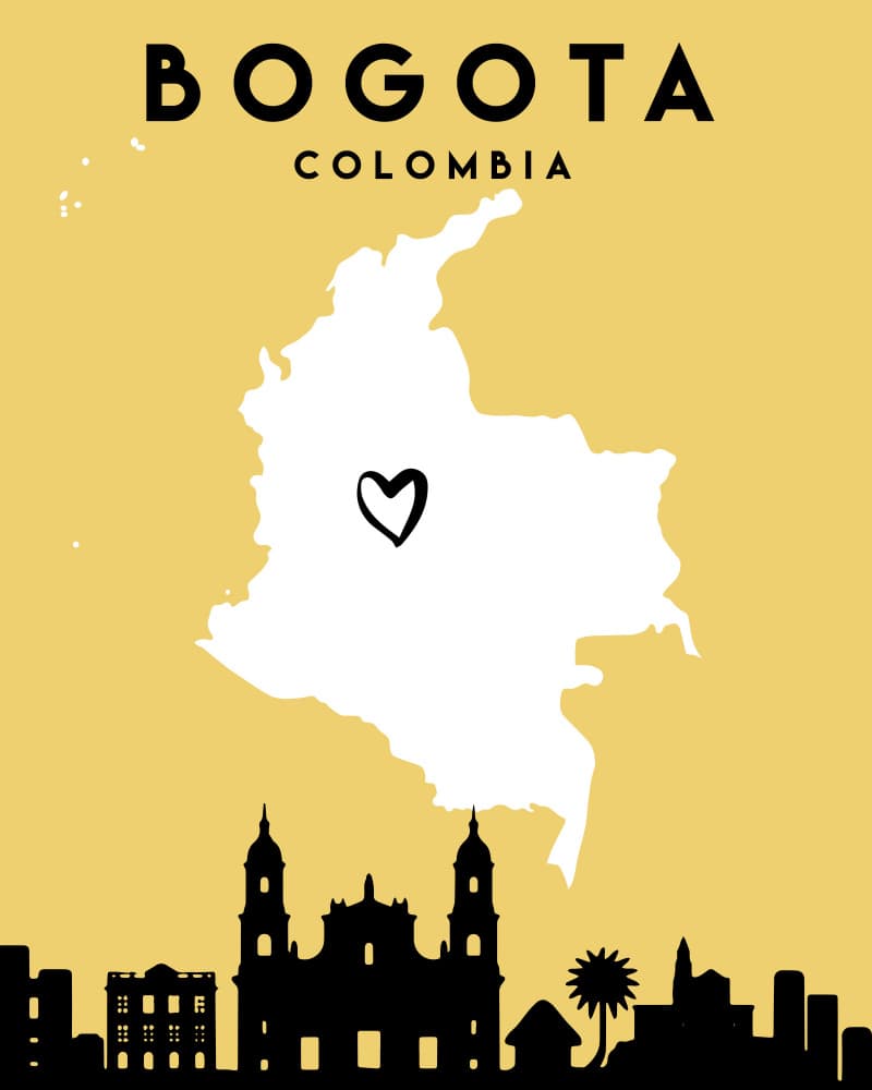 Bogota Colombia Map Skyline by Emiliano Deificus — canvas wall art