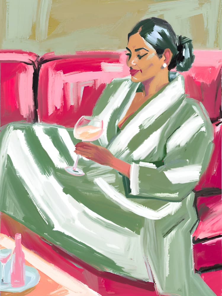 Leisurely Wine Moment by Ohkimiko — canvas wall art