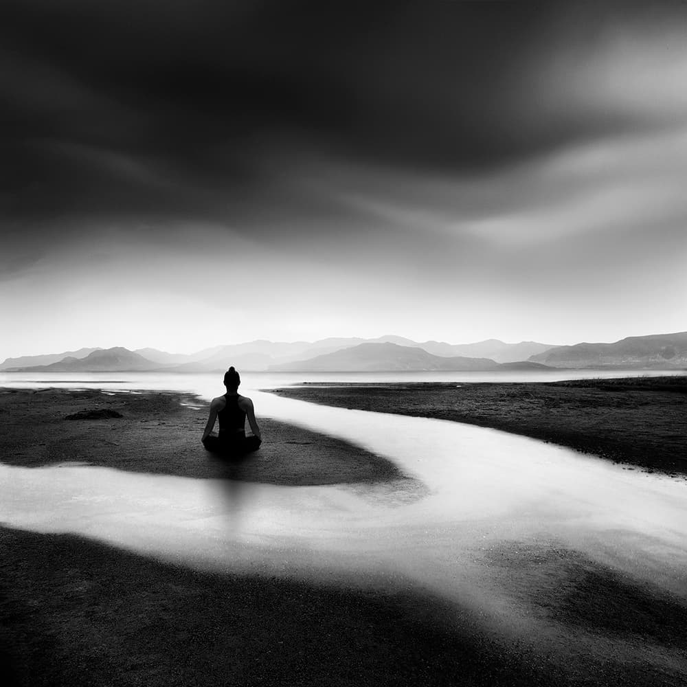 Meditating Woman Landscape by George Digalakis — canvas wall art