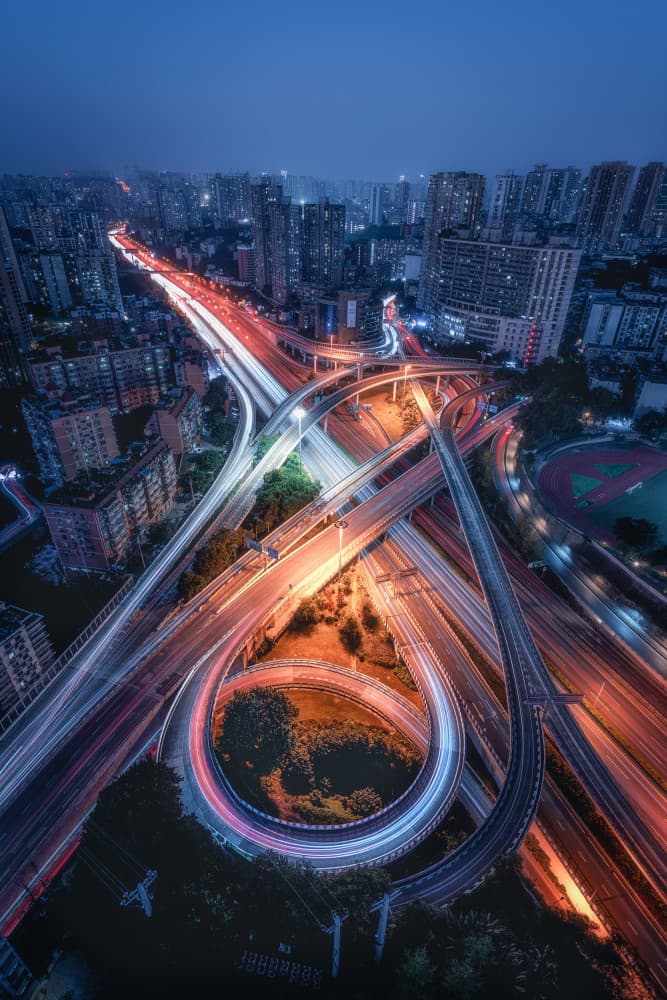 Urban Light Trails by Mei Xu — canvas wall art