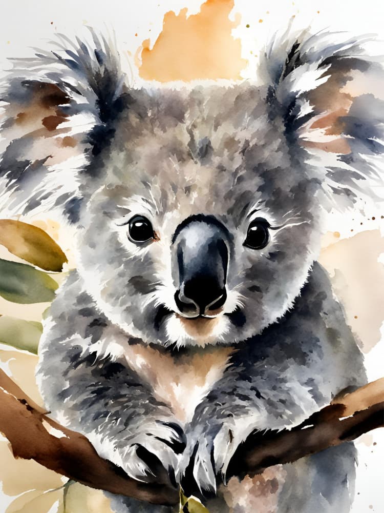 Cute Baby Koala Watercolor by Ohkimiko — canvas wall art