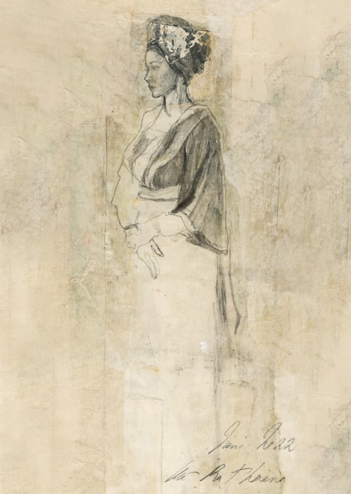 Serene Woman Profile Sketch by Ute Rathmann — canvas wall art