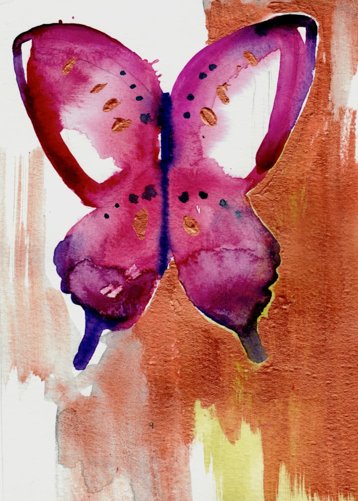 Magenta Gold Butterfly by Christine Lindstrom — canvas wall art