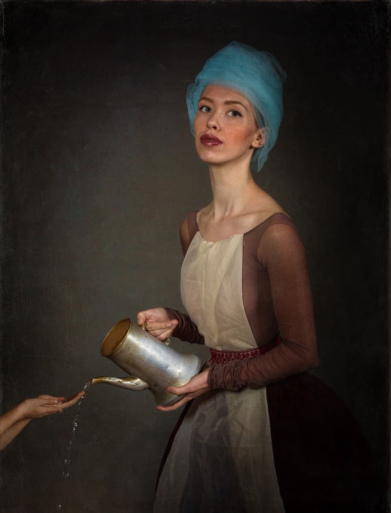 Elegant Woman Serving Water by Svetlana Melik-Nubarova — canvas wall art