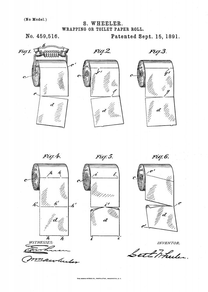 Vintage Toilet Roll Patent by Andreas Magnusson — canvas wall art