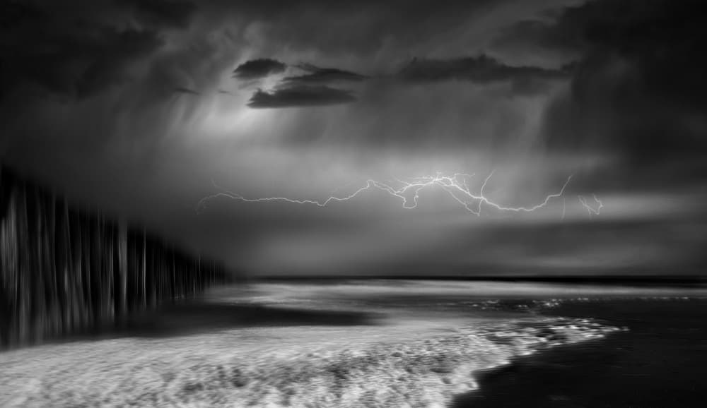 Stormy Beach Lightning by Yvette Depaepe — canvas wall art