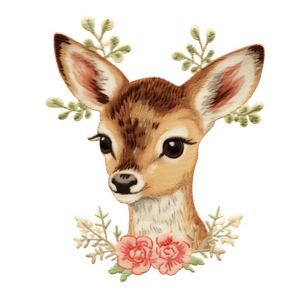Cute Floral Fawn by Bilge Paksoylu — canvas wall art