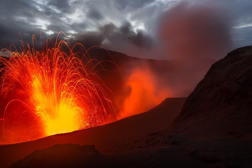 Fiery Volcanic Eruption by Karsten Wrobel — canvas wall art