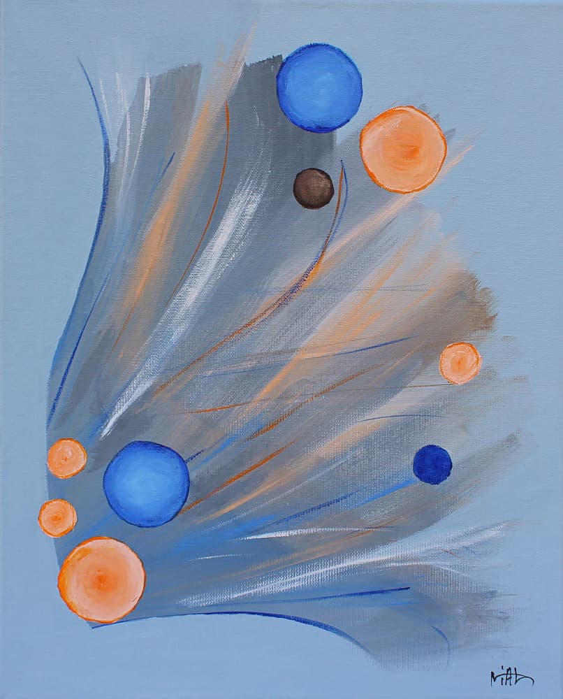 Dynamic Blue Orange Spheres by Nicolas Alsterdal — canvas wall art