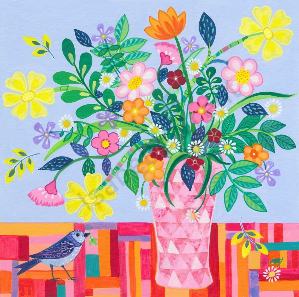 Little Bird and Bouquet by Isabelle Brent — canvas wall art