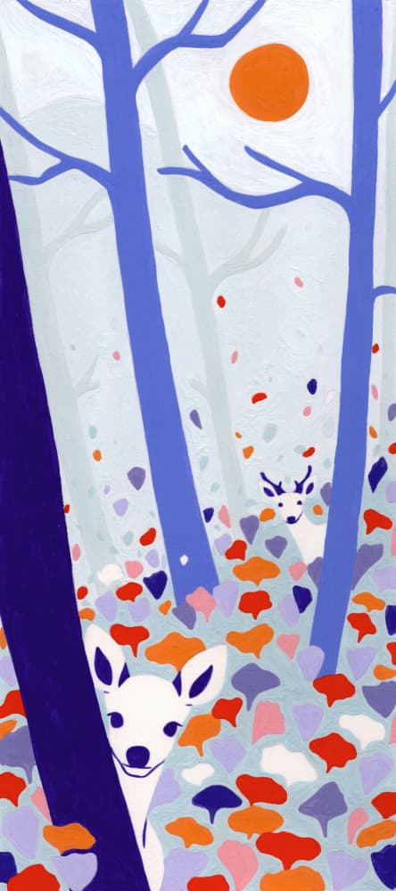 Whimsical Forest Fawns by Julie Lesouef — canvas wall art