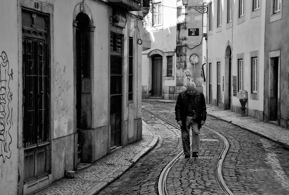 Solitary Man Urban Street by Fernando Alves — canvas wall art