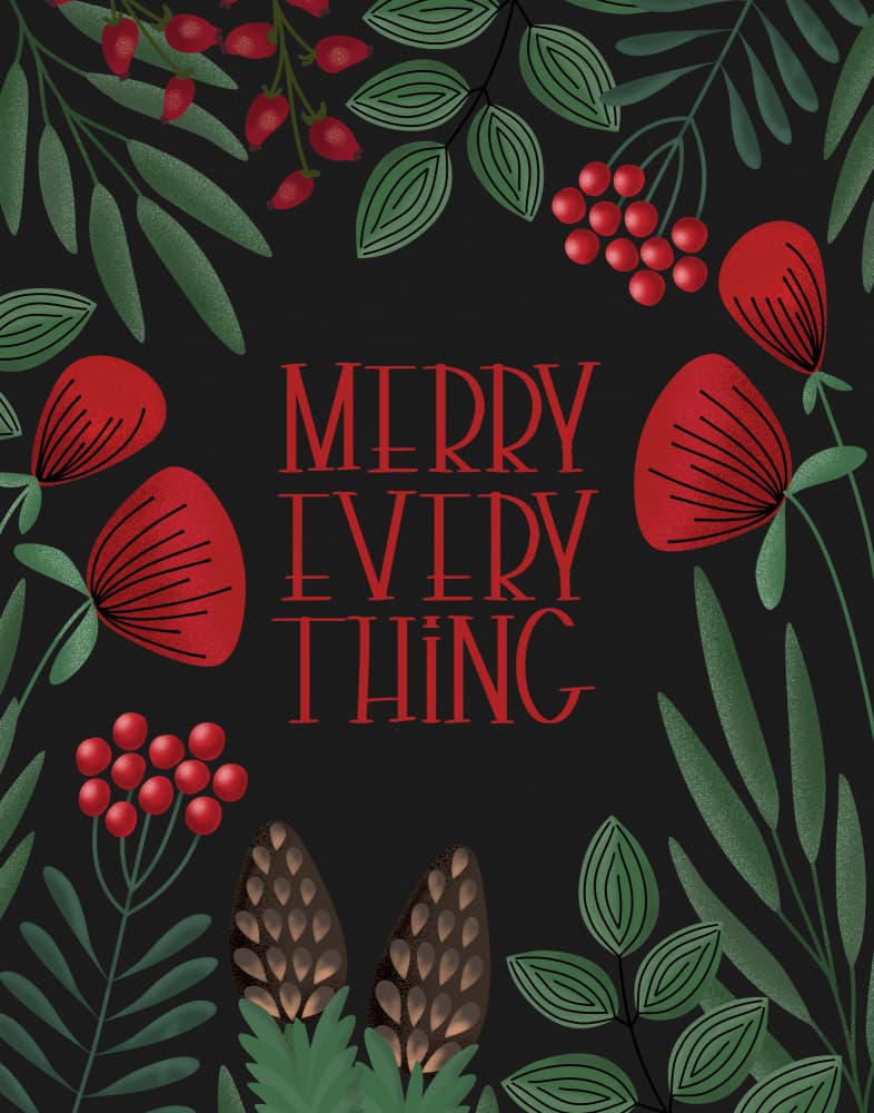 Merry Everything Winter Greens by Rosana Laiz Blursbyai — canvas wall art
