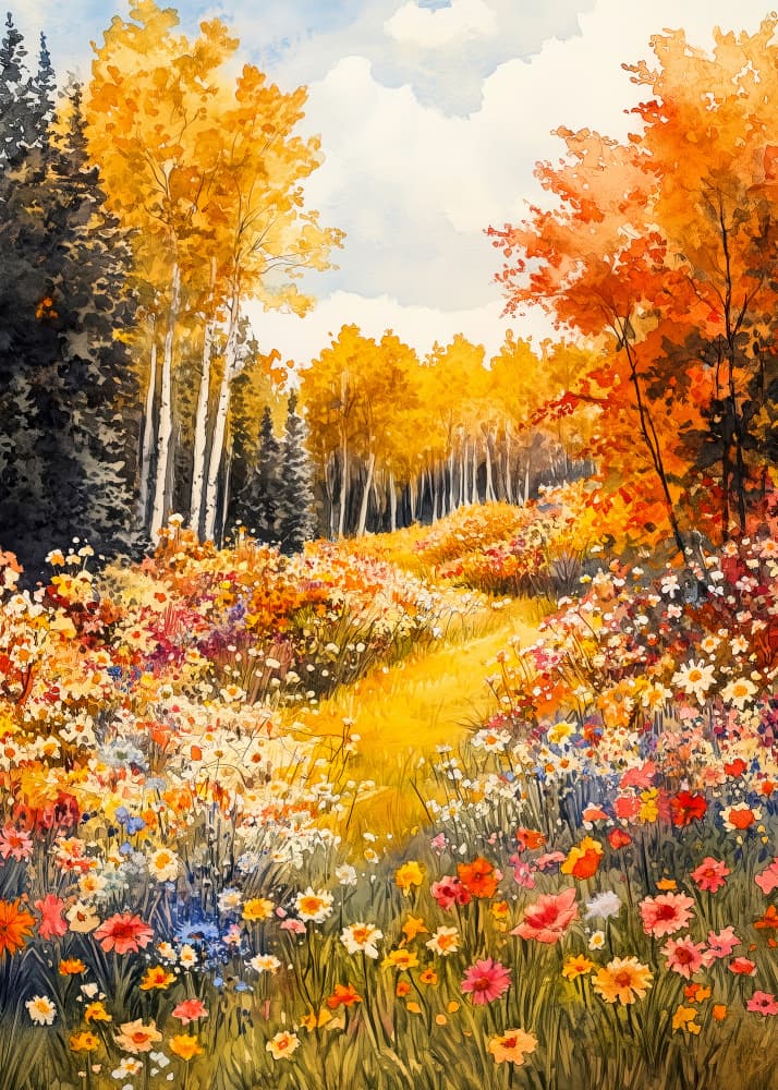 Sunlit Autumn Path by Justyna Jaszke — canvas wall art