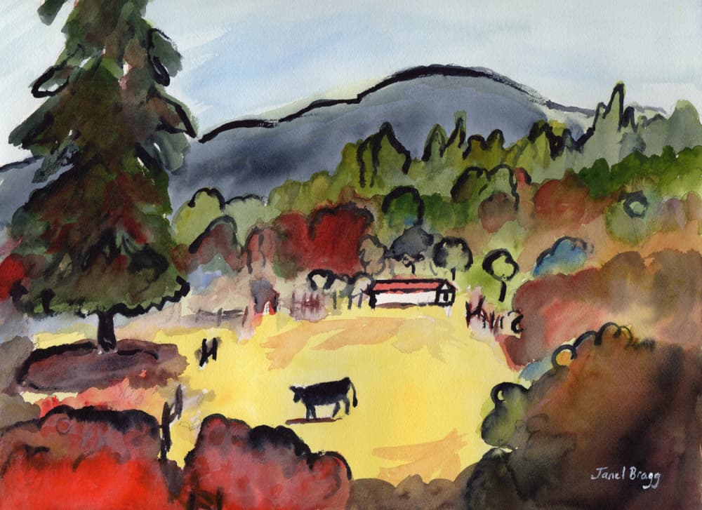 Cow In Autumn Field by Janel Bragg — canvas wall art