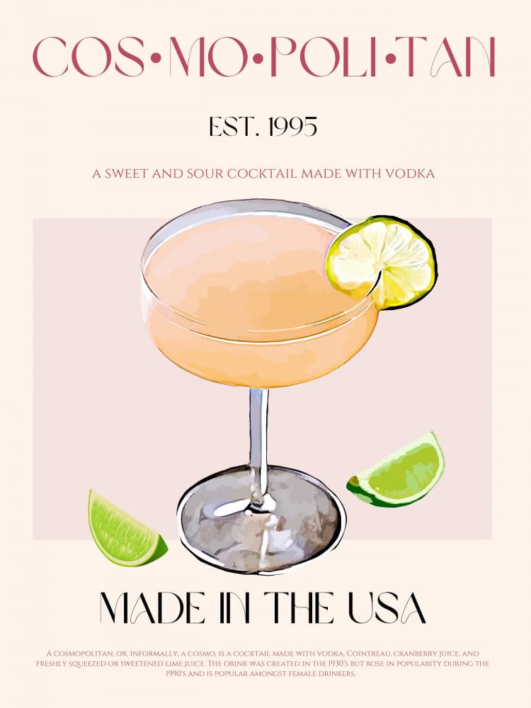 Cosmopolitan Drink Illustration by Nazma Khokhar — canvas wall art