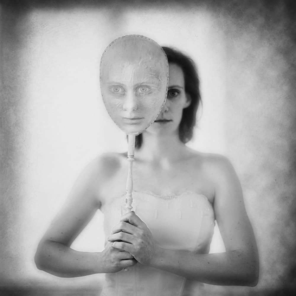 Ghost Mask Portrait by Roswitha Schleicher-Schwarz — canvas wall art