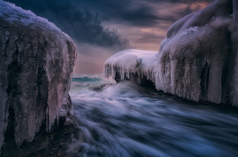 Icy Winter Shore by Ben.C.L — canvas wall art