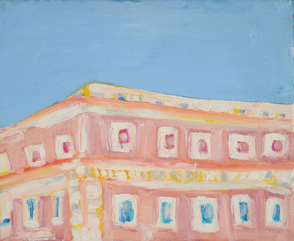 Vibrant Pink Building by Tamara Jare — canvas wall art