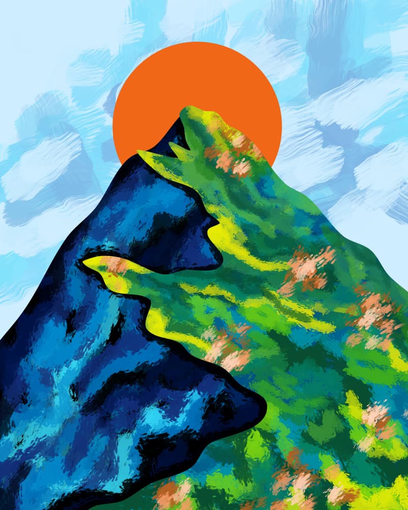 Vibrant Mountain Sunset by Kintsugi99 — canvas wall art