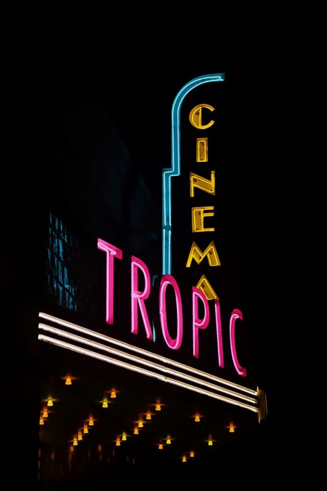 Retro Cinema Neon Sign by Del Mundo Imagery — canvas wall art