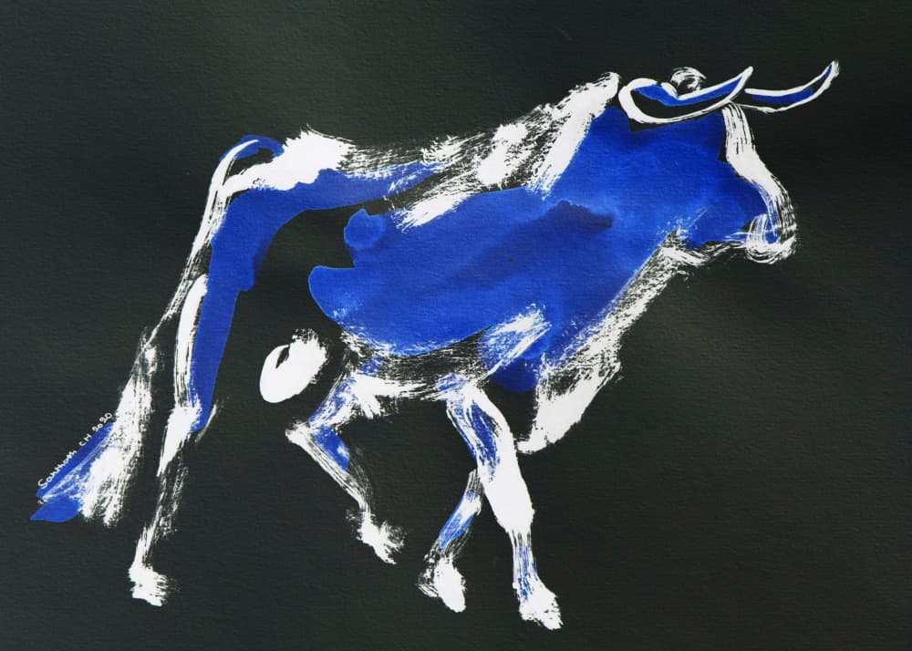 Dynamic Blue Bull by Santhosh ch — canvas wall art