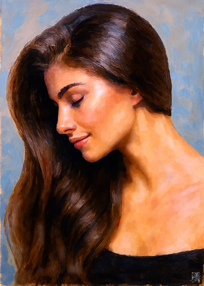 Serene Woman Profile by Osvaldo Russo — canvas wall art